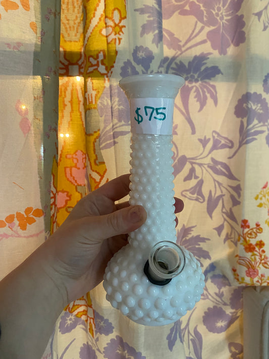 Milk Glass Hobnail Glass Water Pipe from Vintage