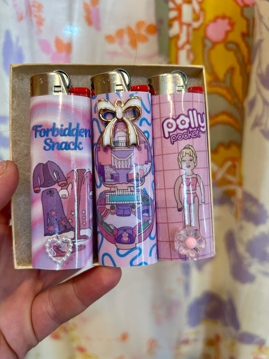 Polly P Lighter Set, Pack Of Three Novelty Nostalgic Lighters
