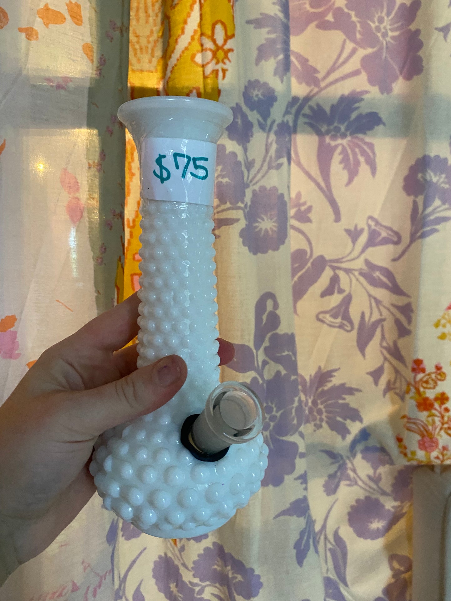 Milk Glass Hobnail Glass Water Pipe from Vintage