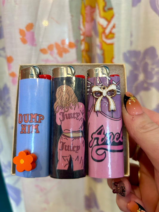 Juicy Lighter Set, Pack Of Three Novelty Nostalgic Lighters