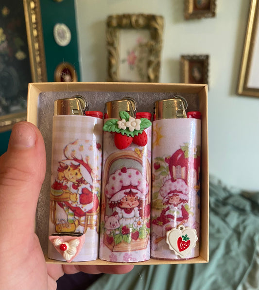 Strawberry Shortcake Custom Lighter Set, Pack Of  Three Novelty Nostalgic Lightes