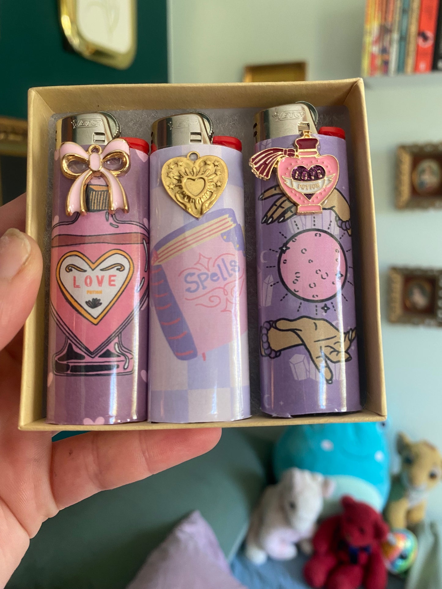 Love Witch Custom Lighter Set, Pack Of  Three Novelty Nostalgic Lighters