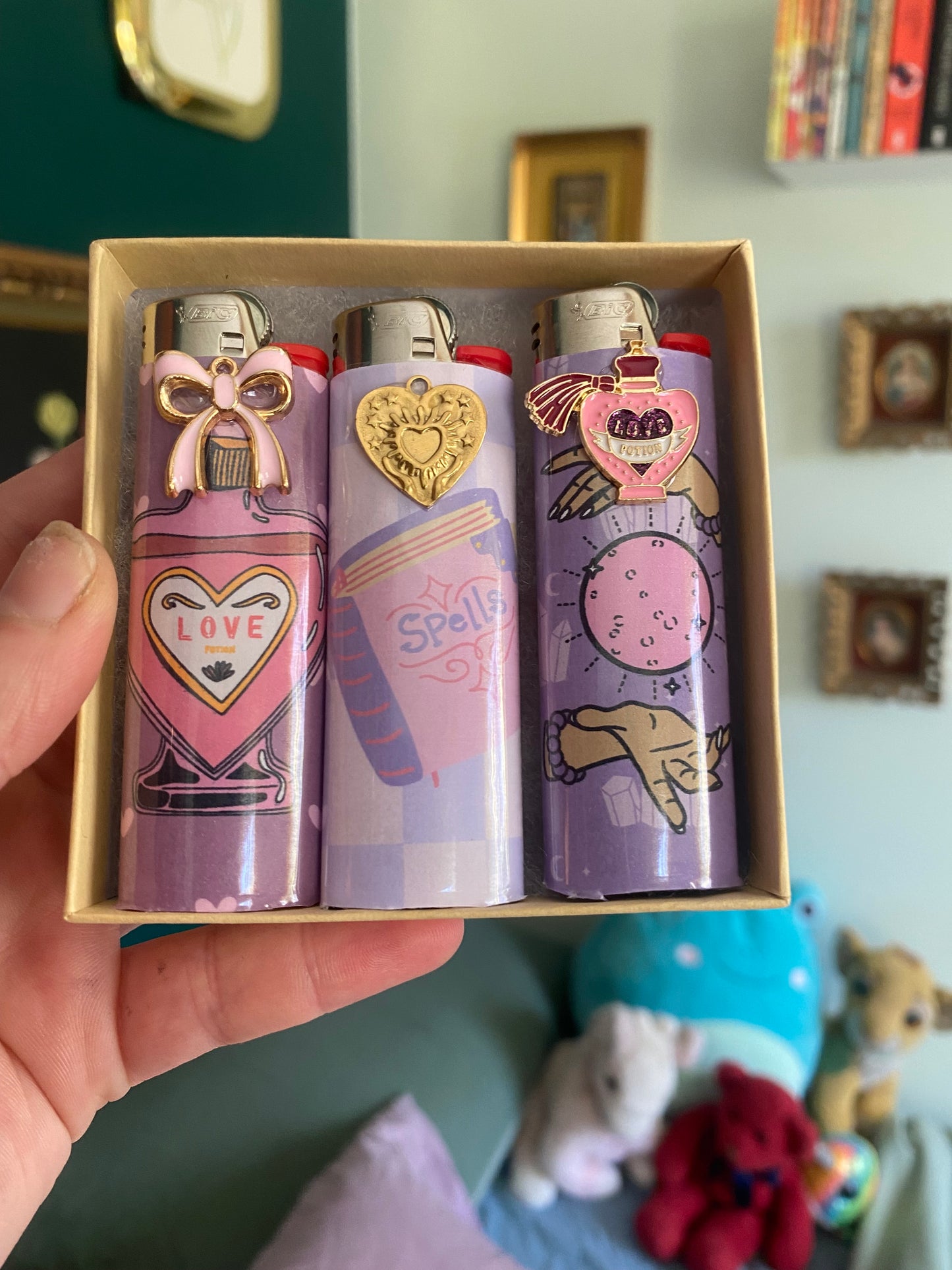 Love Witch Custom Lighter Set, Pack Of  Three Novelty Nostalgic Lighters