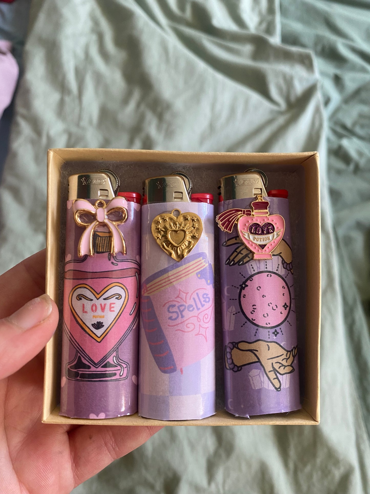 Love Witch Custom Lighter Set, Pack Of  Three Novelty Nostalgic Lighters