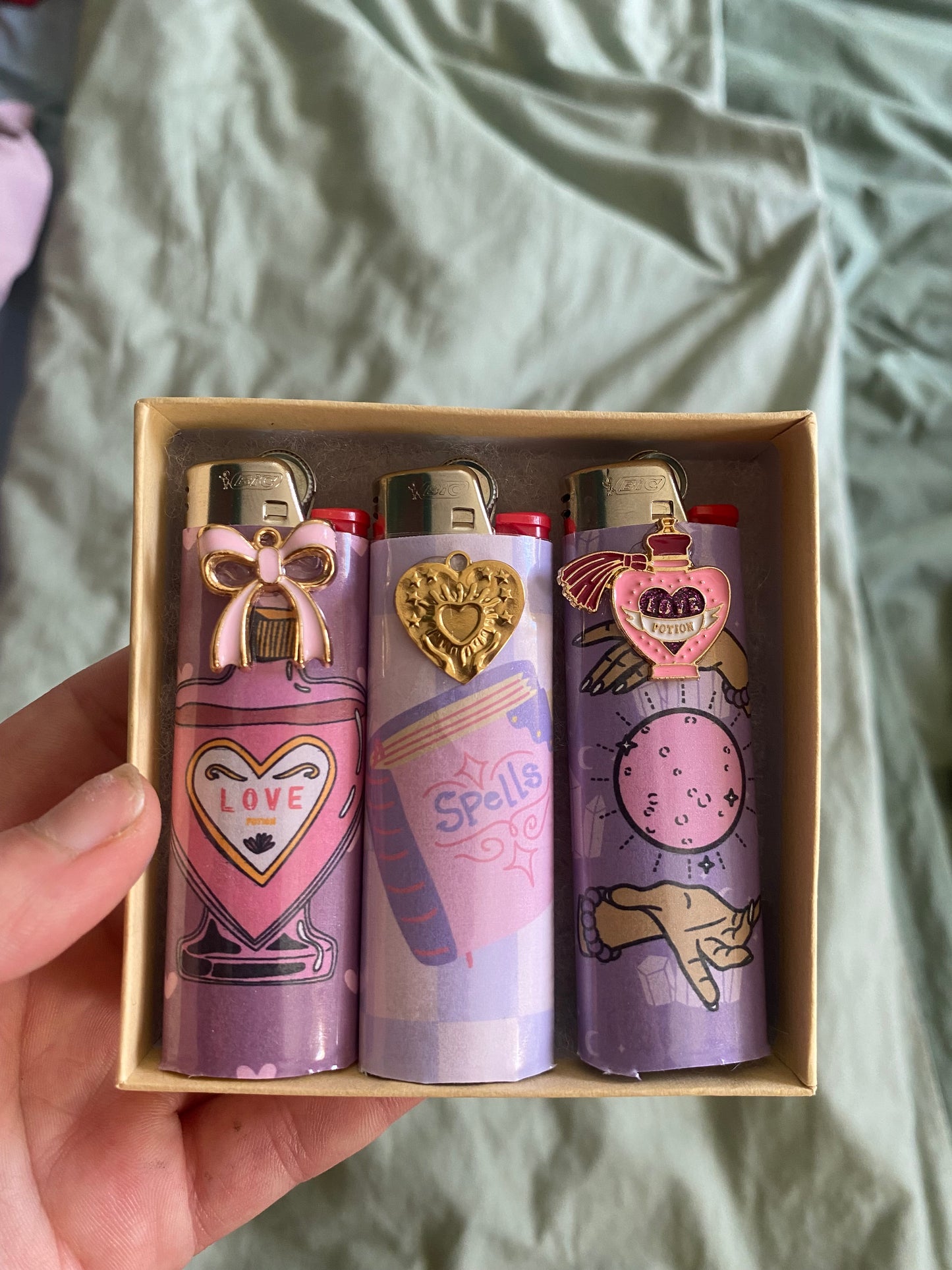 Love Witch Custom Lighter Set, Pack Of  Three Novelty Nostalgic Lighters