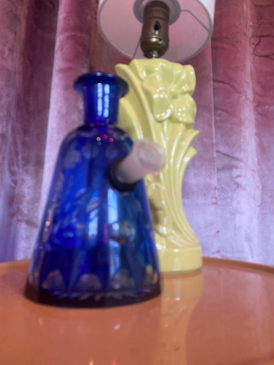 Vintage Vase Water Pipe Blue Glass