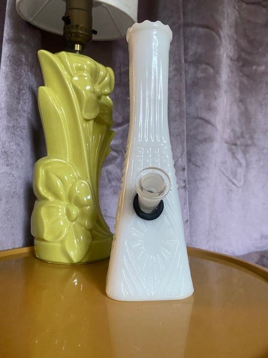 Milk Glass Water Pipe From Vintage Vase / Girly420 / Stoner Gift