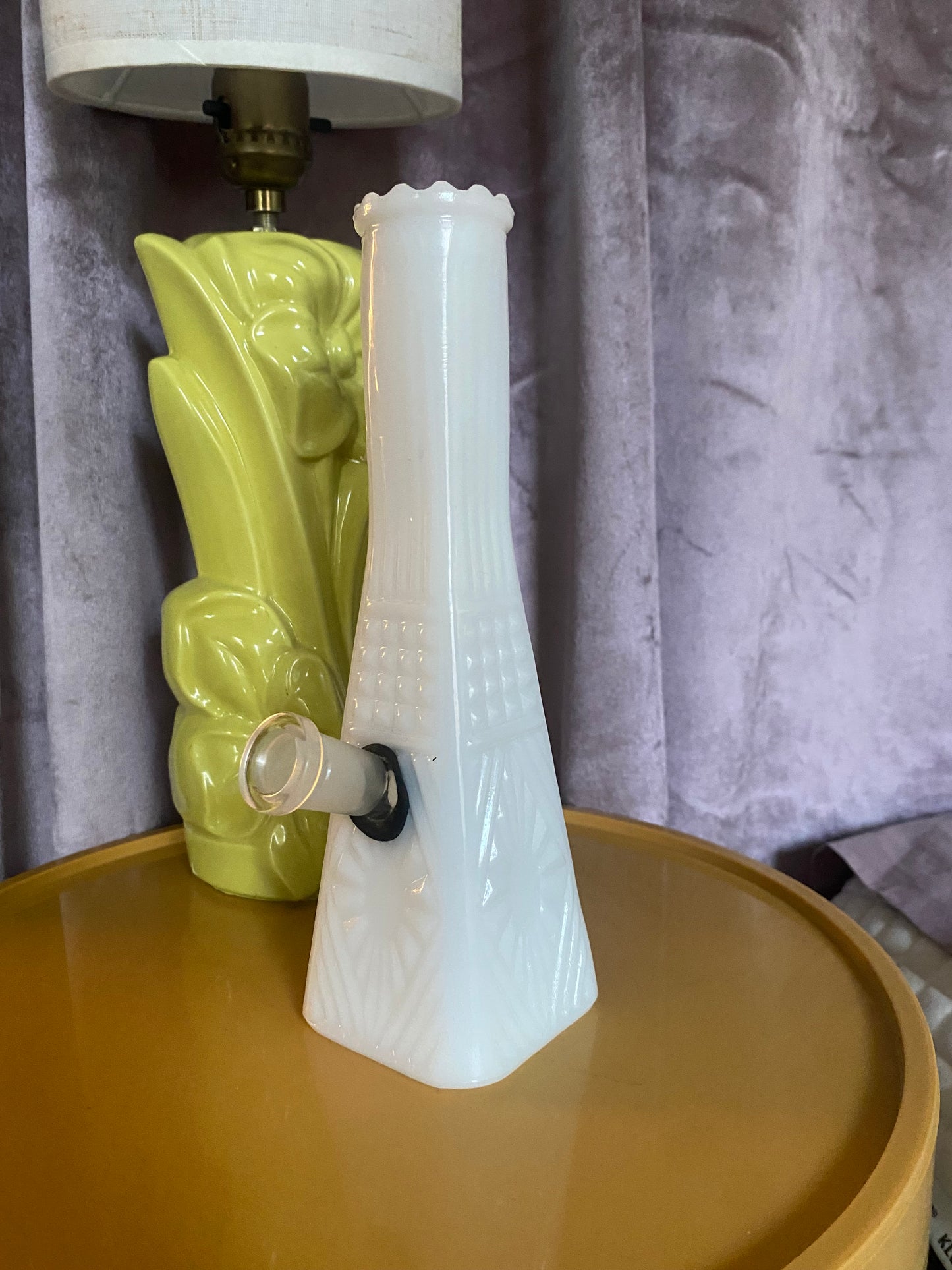 Milk Glass Water Pipe From Vintage Vase / Girly420 / Stoner Gift