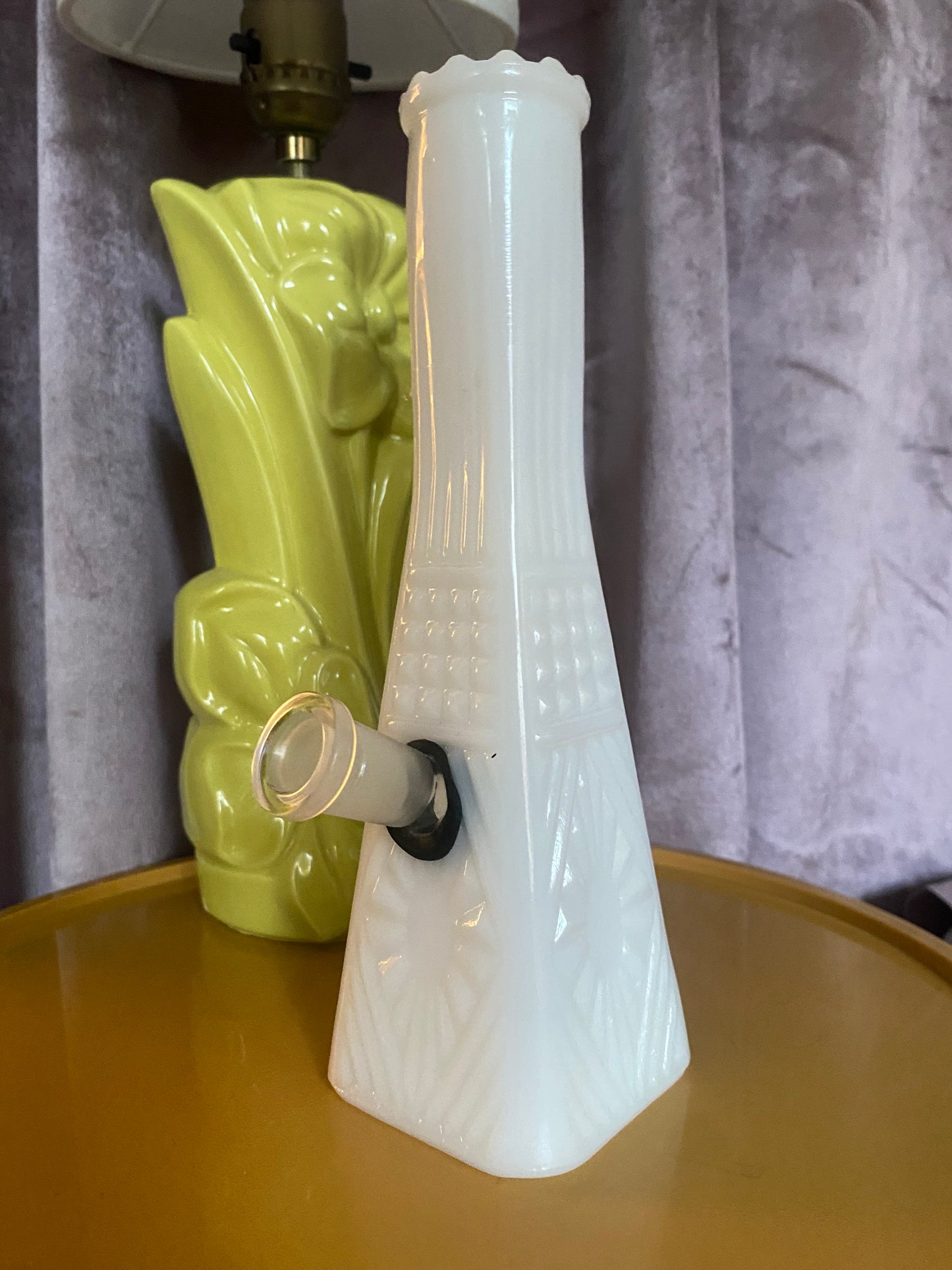 Milk Glass Water Pipe From Vintage Vase / Girly420 / Stoner Gift